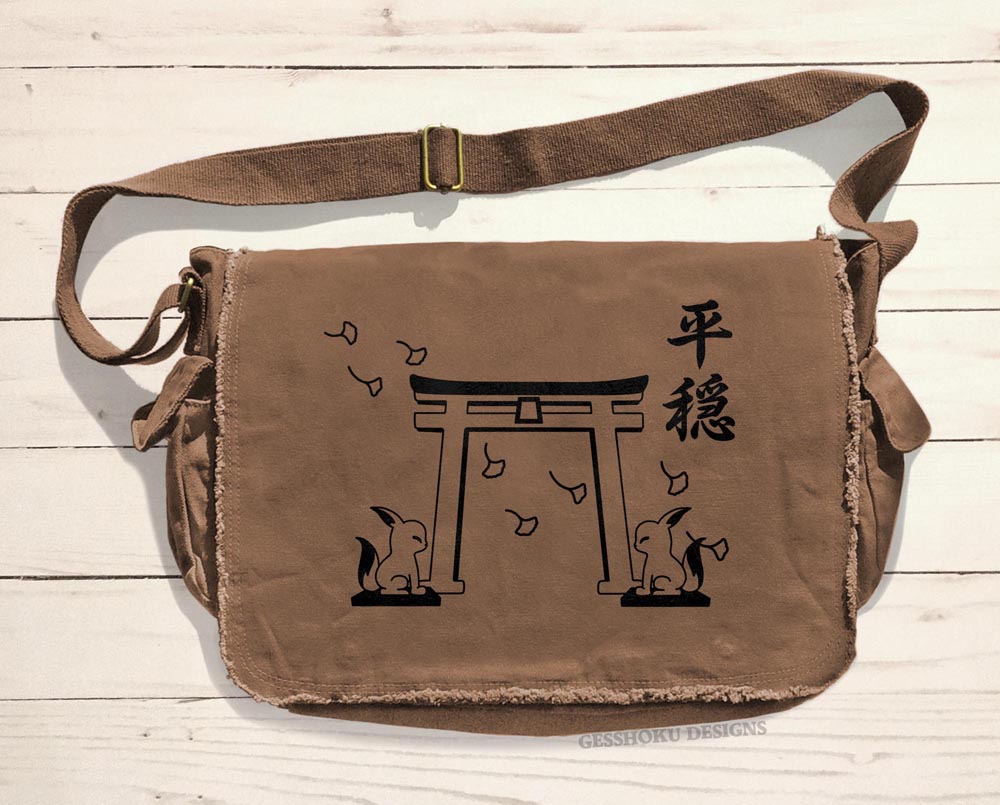 Tranquility Shrine Gate Messenger Bag - Brown
