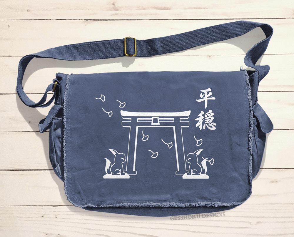 Tranquility Shrine Gate Messenger Bag - Denim Blue