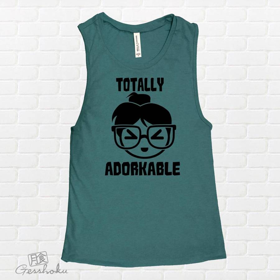 Totally Adorkable Sleeveless Top - Dark Heather Teal