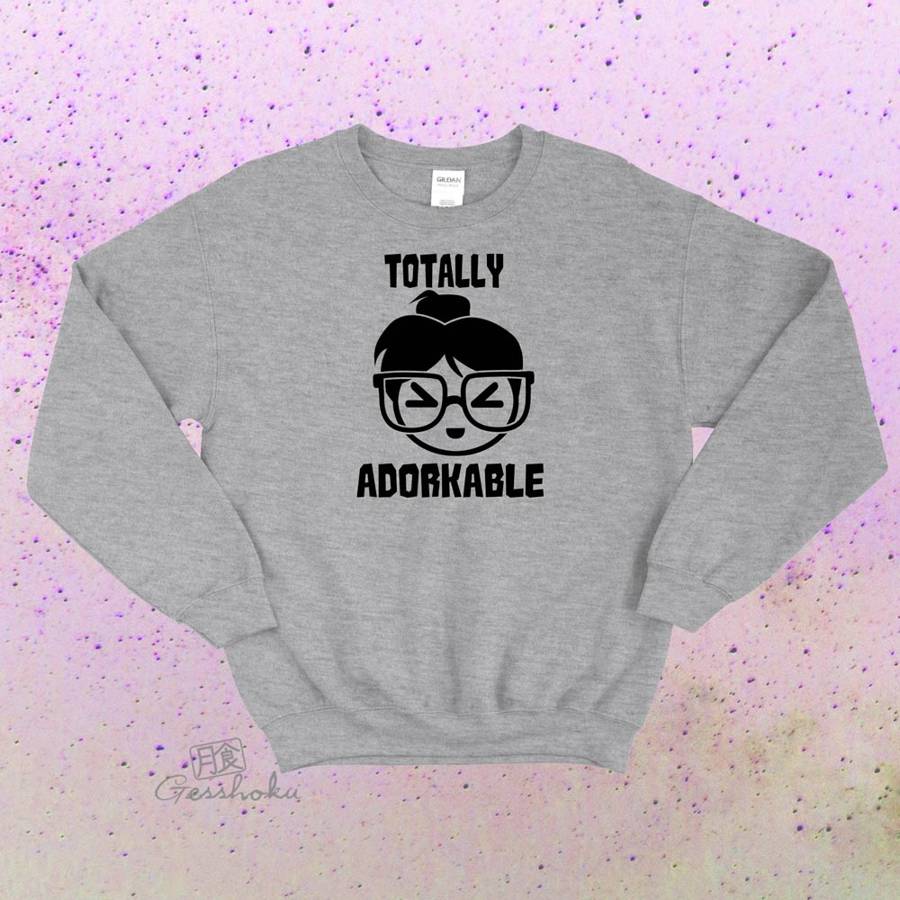 Totally Adorkable Crewneck Sweatshirt - Light Grey