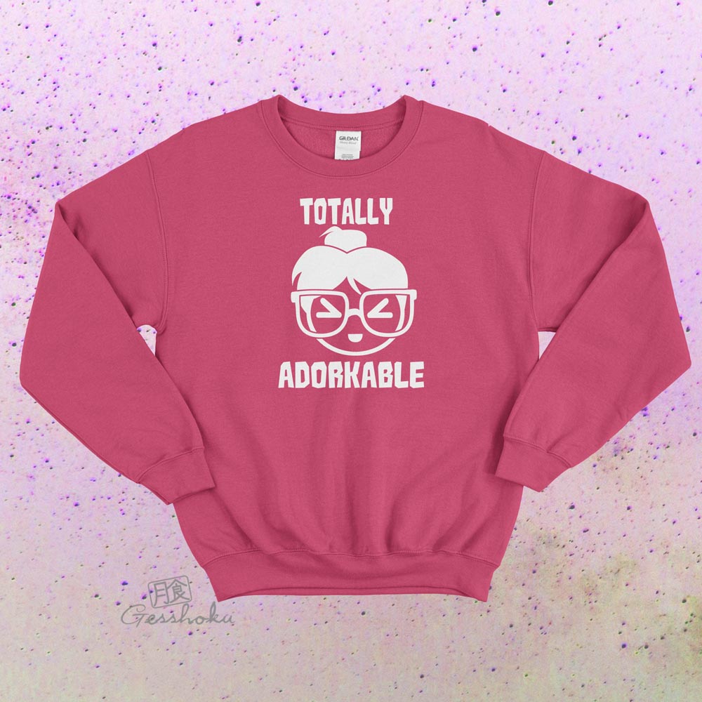 Totally Adorkable Crewneck Sweatshirt - Hot Pink
