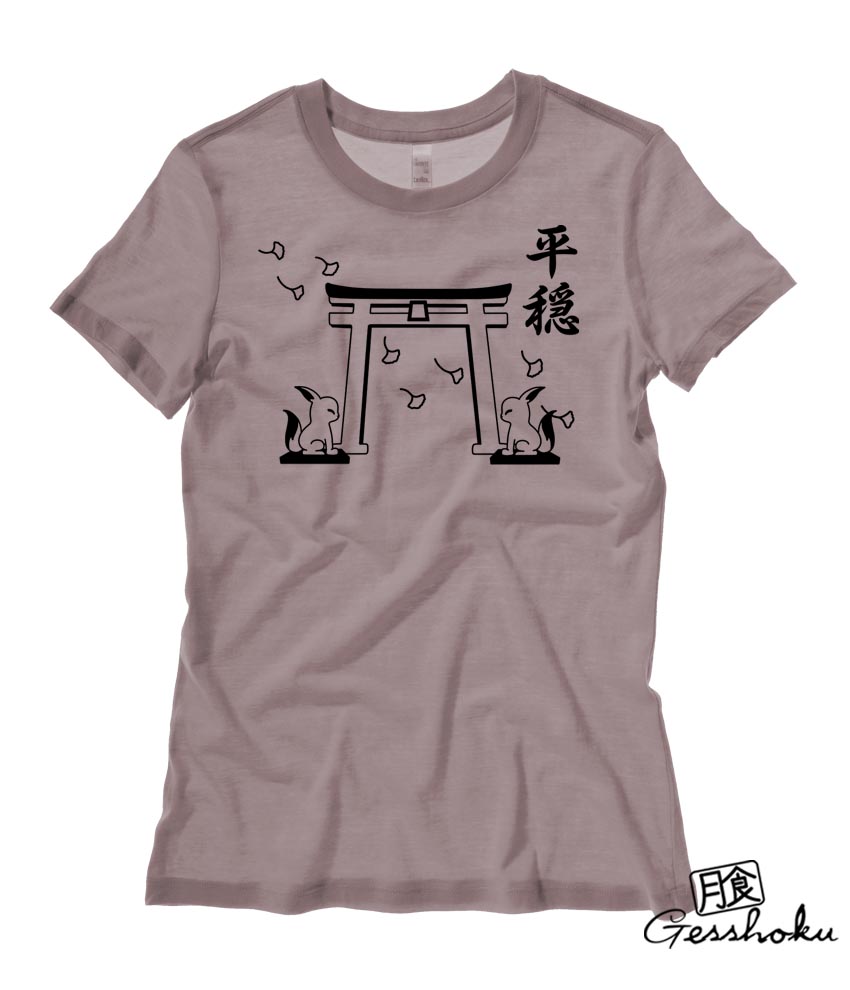 Tranquility Shrine Gate Ladies T-shirt - Pebble Brown