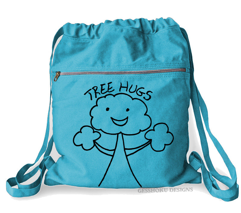 Tree Hugs Cinch Backpack - Aqua Blue