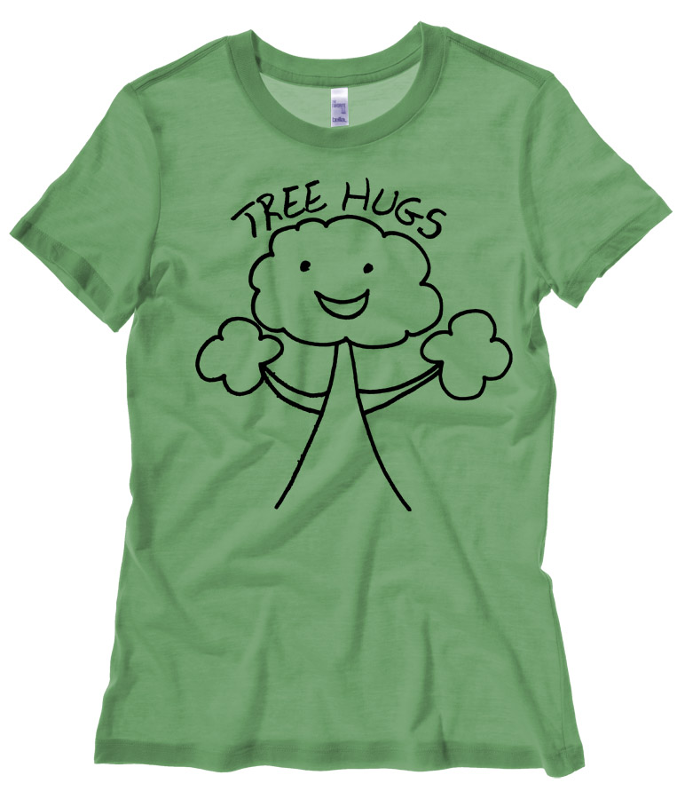Tree Hugs Ladies T-shirt - Leaf Green