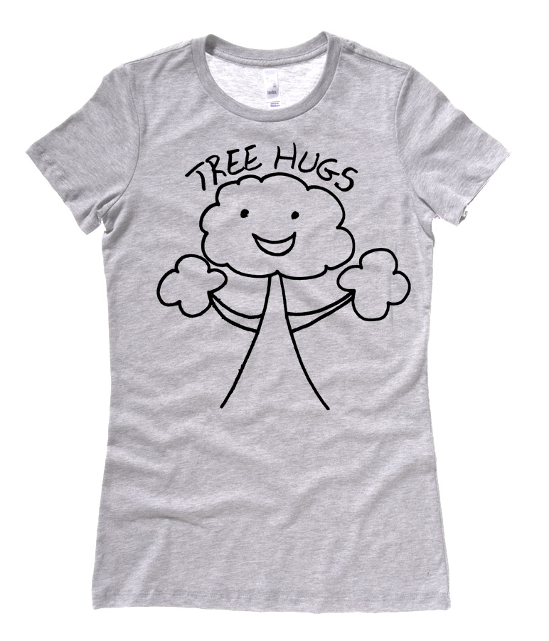 Tree Hugs Ladies T-shirt - Light Grey