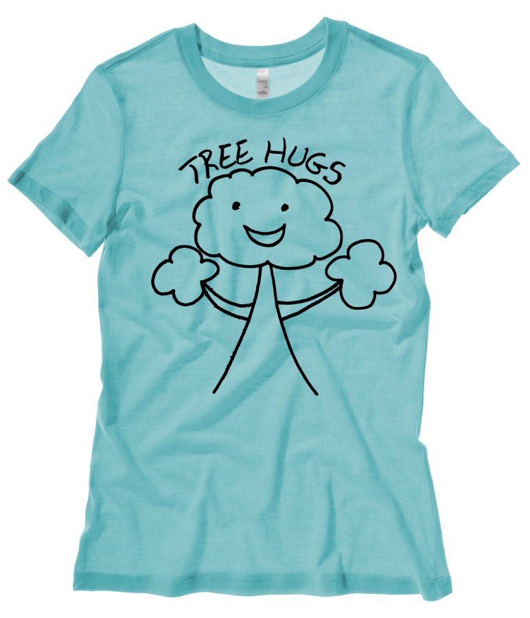 Tree Hugs Ladies T-shirt - Teal