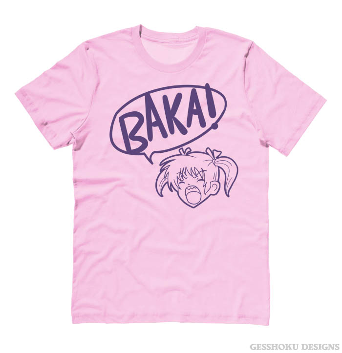 Yelling Anime Girl T-shirt - Light Pink