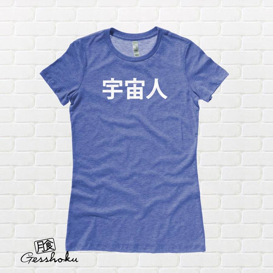 Uchuujin Alien Ladies T-shirt - Heather Royal Blue