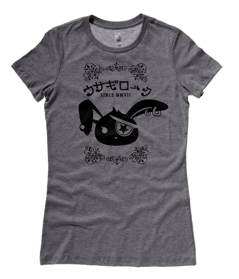 Usagi Rock Jrock Bunny Ladies T-shirt - Deep Heather Grey