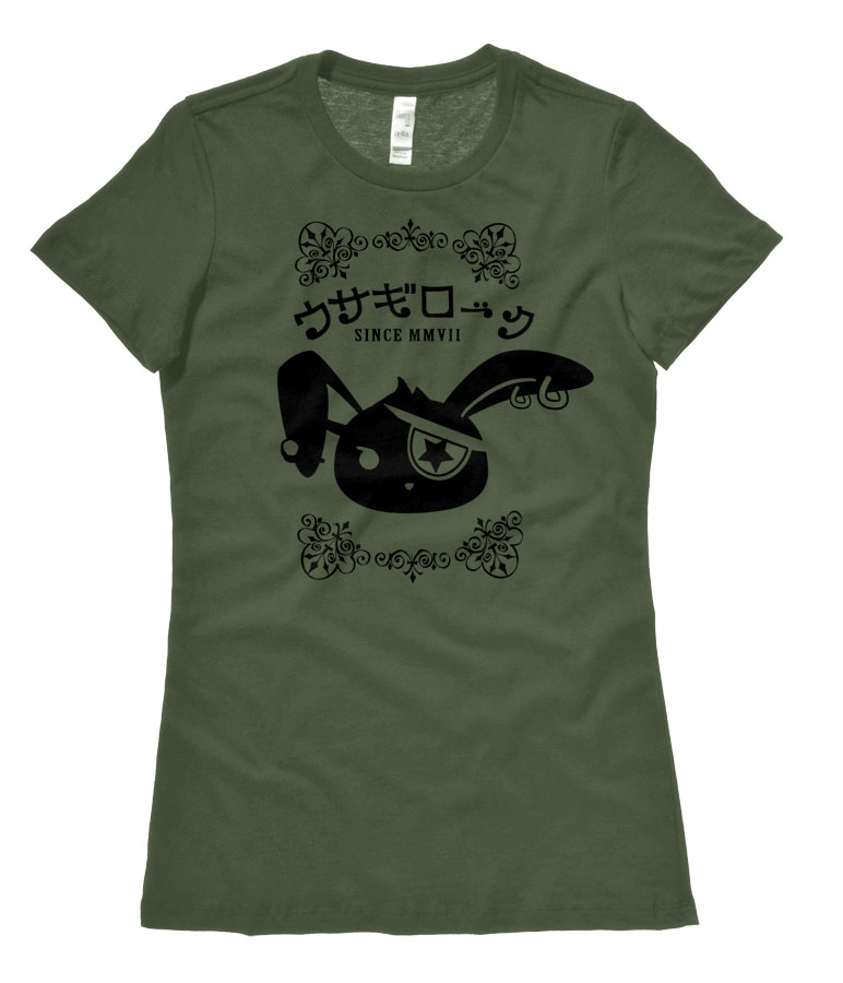 Usagi Rock Jrock Bunny Ladies T-shirt - Olive Green