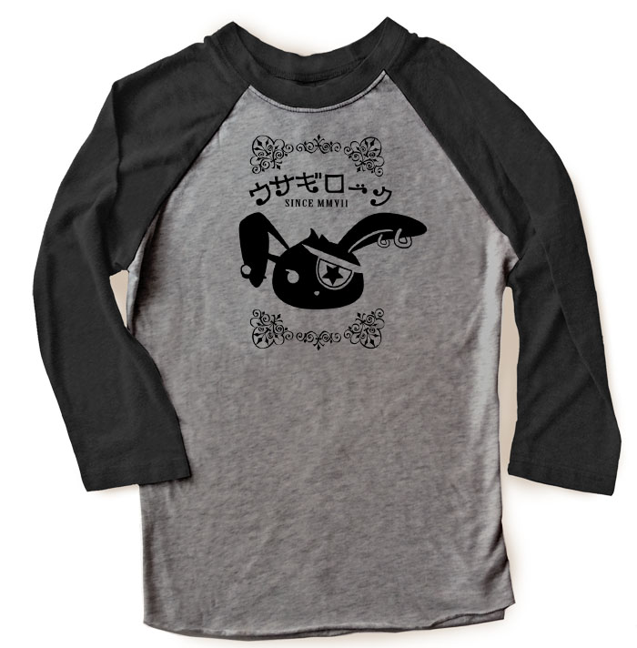 Usagi Rock Raglan T-shirt 3/4 Sleeve - Black/Charcoal Grey