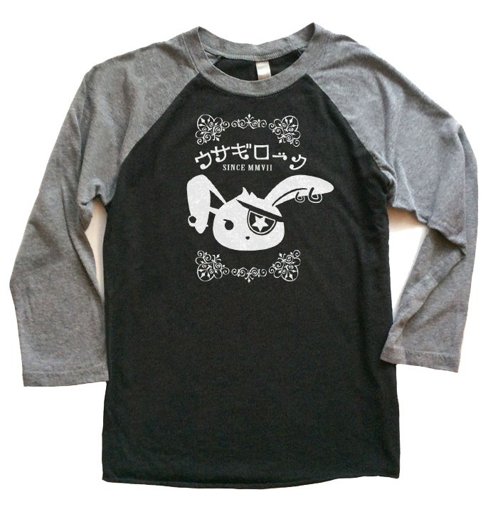 Usagi Rock Raglan T-shirt 3/4 Sleeve - Grey/Black