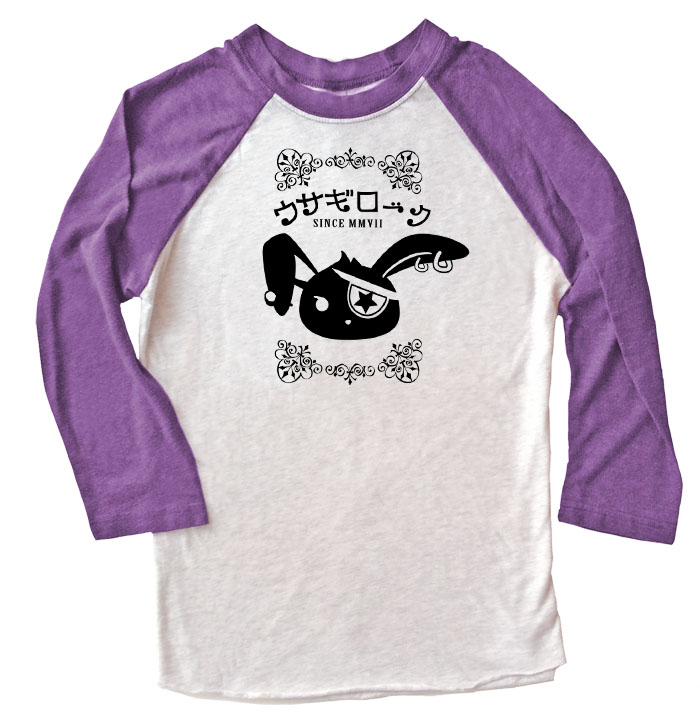 Usagi Rock Raglan T-shirt 3/4 Sleeve - Purple/White