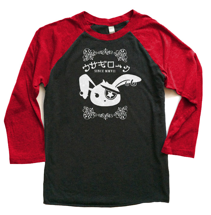 Usagi Rock Raglan T-shirt 3/4 Sleeve - Red/Black