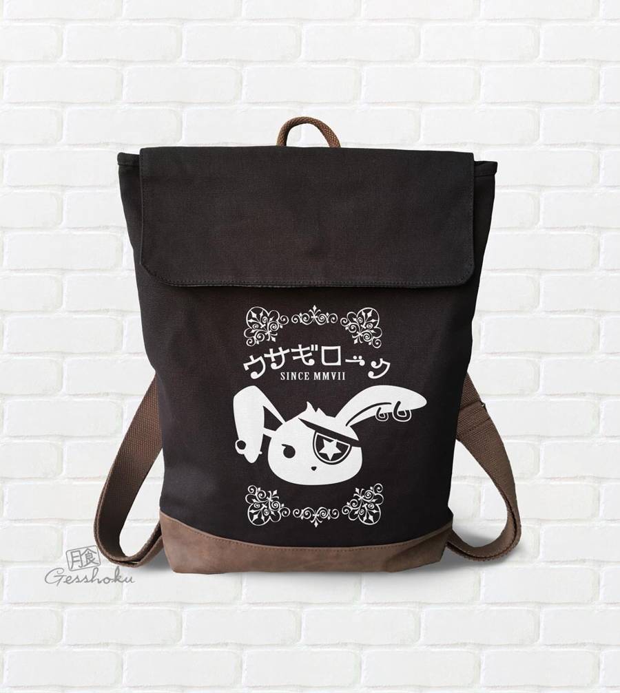 Usagi Rock Canvas Zippered Rucksack - Black