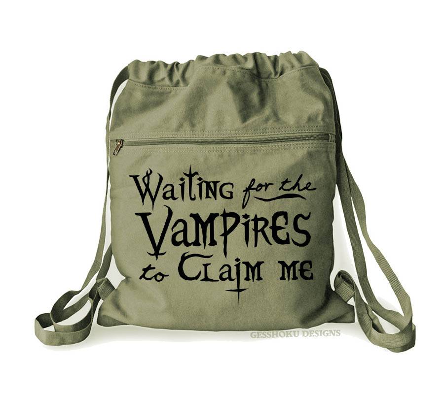 Waiting for the Vampires Cinch Backpack - Khaki Green