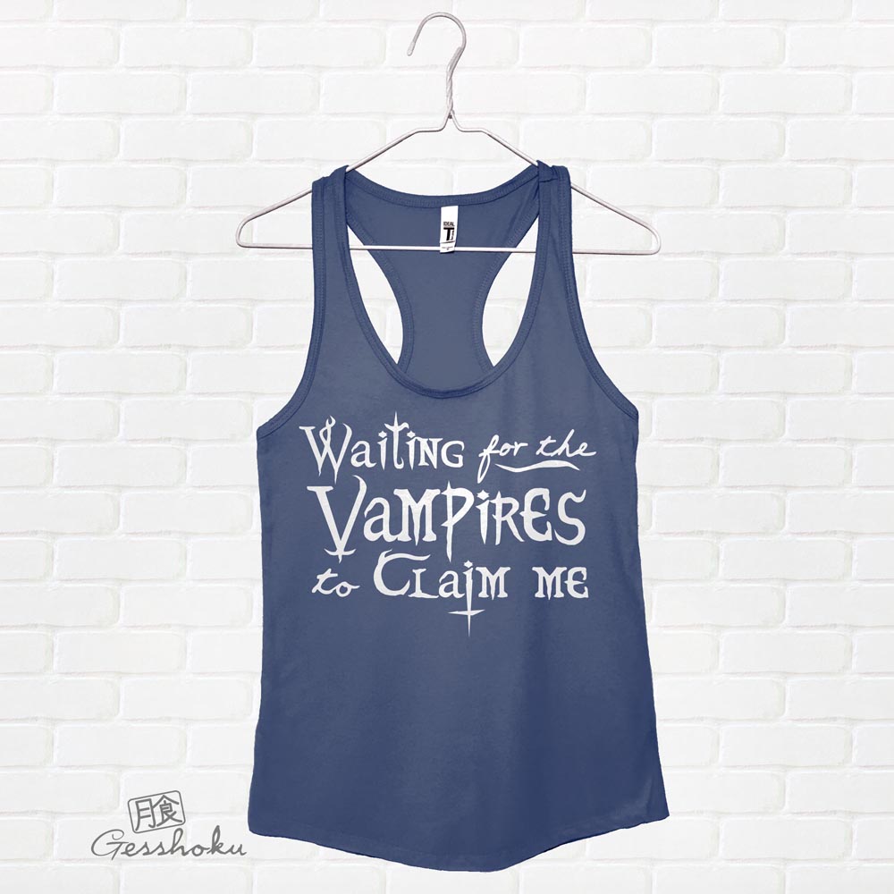 Waiting for the Vampires to Claim Me Flowy Tank Top - Indigo Blue