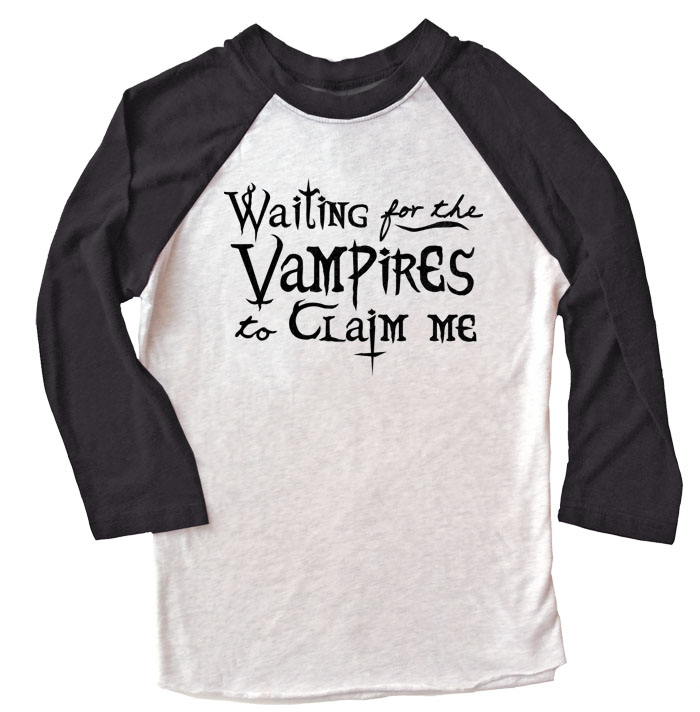 Waiting for the Vampires Raglan T-shirt 3/4 Sleeve - Black/White