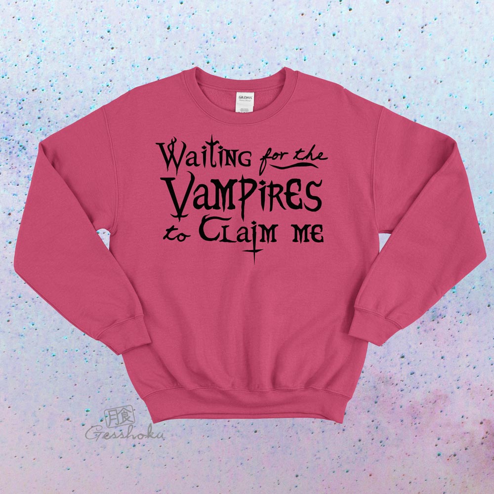 Waiting for the Vampires Crewneck Sweatshirt - Hot Pink