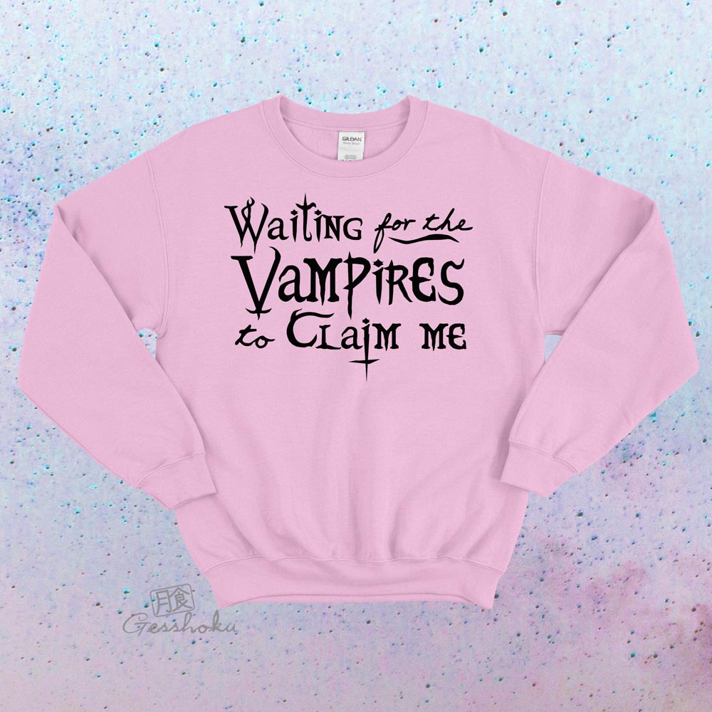 Waiting for the Vampires Crewneck Sweatshirt - Light Pink