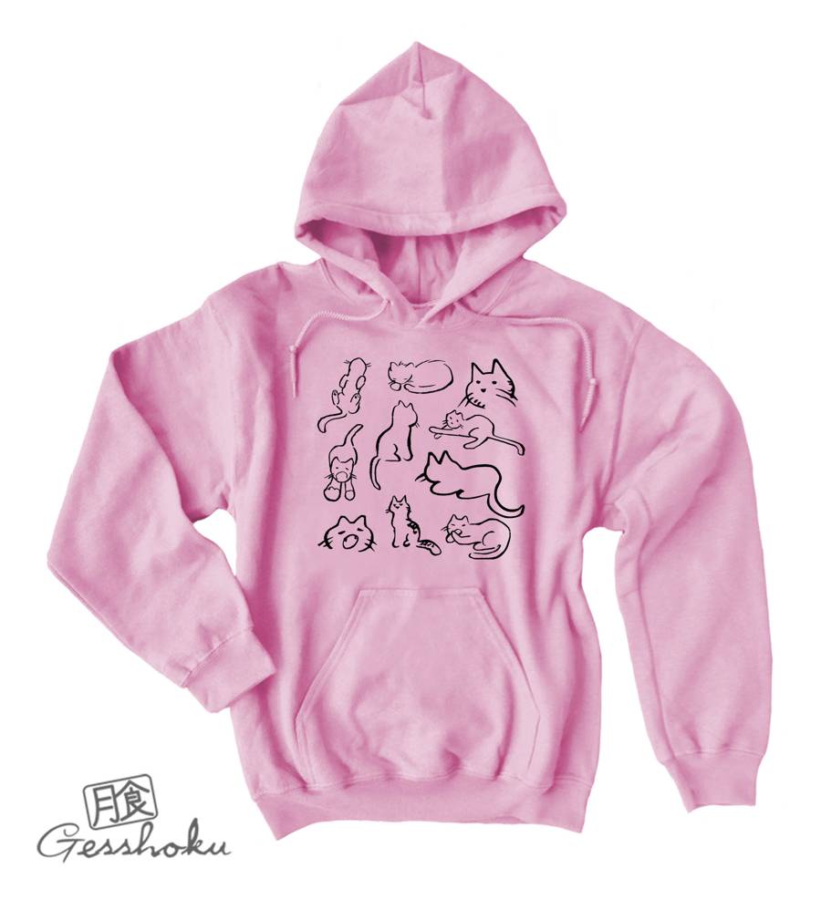 Weird Cats Pullover Hoodie - Light Pink