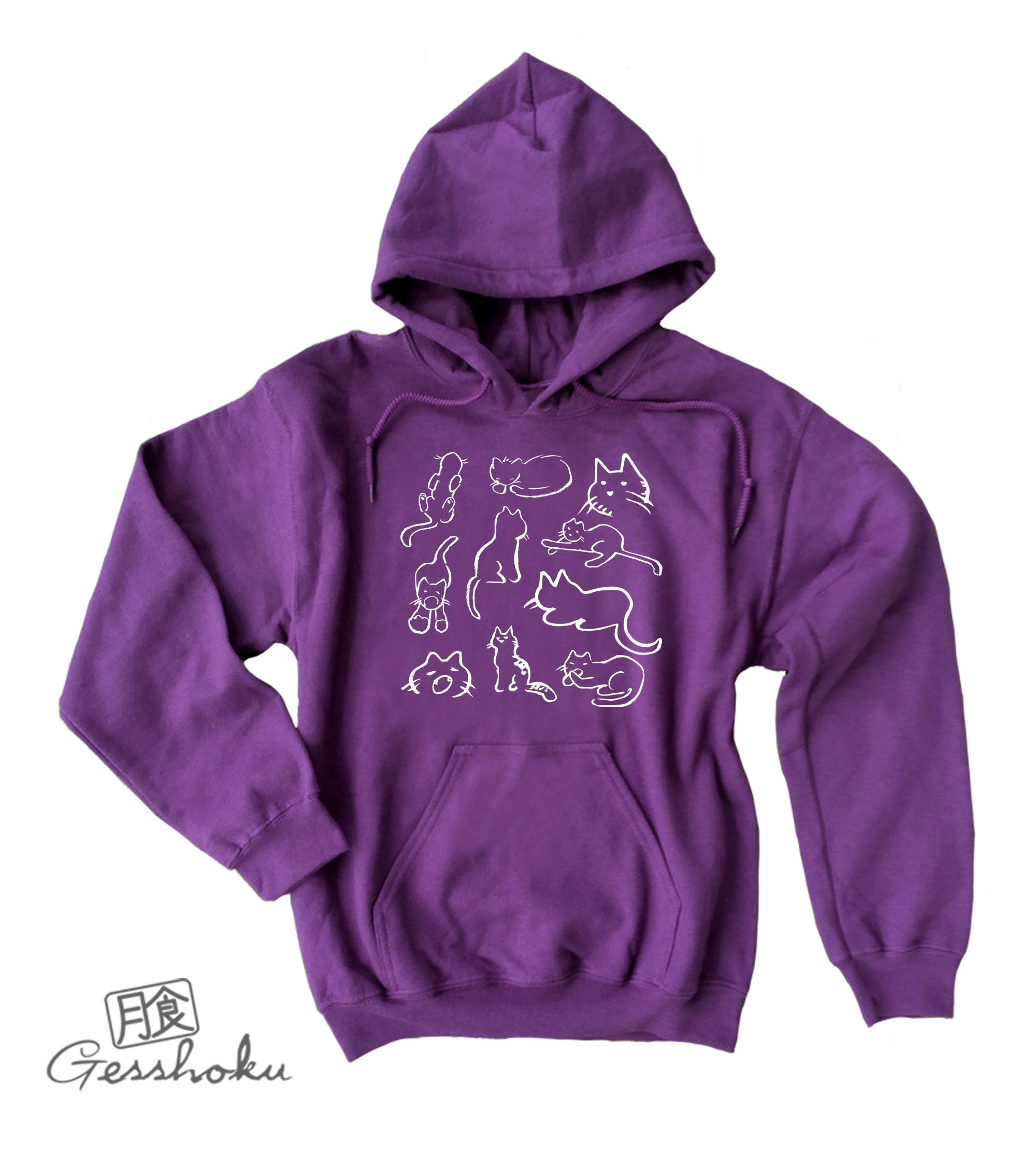 Weird Cats Pullover Hoodie - Purple
