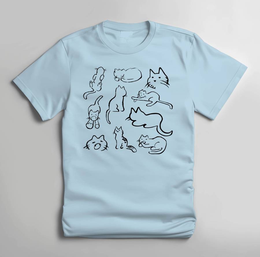 Weird Cats T-shirt - Light Blue