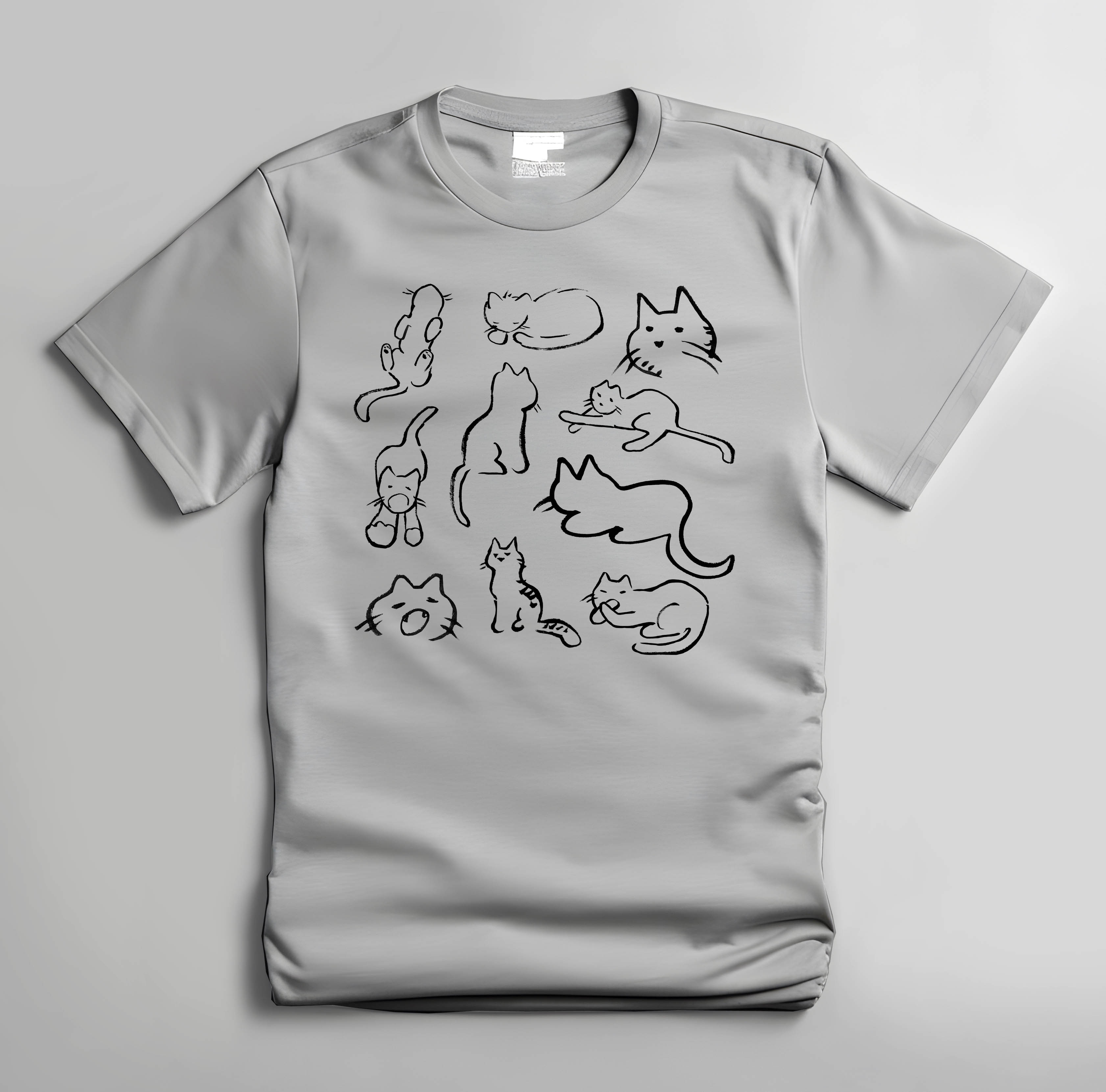 Weird Cats T-shirt - Light Grey
