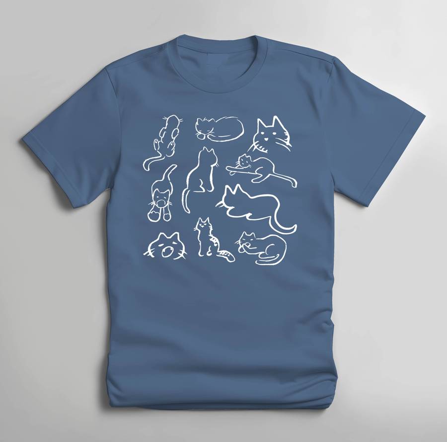 Weird Cats T-shirt - Indigo Blue