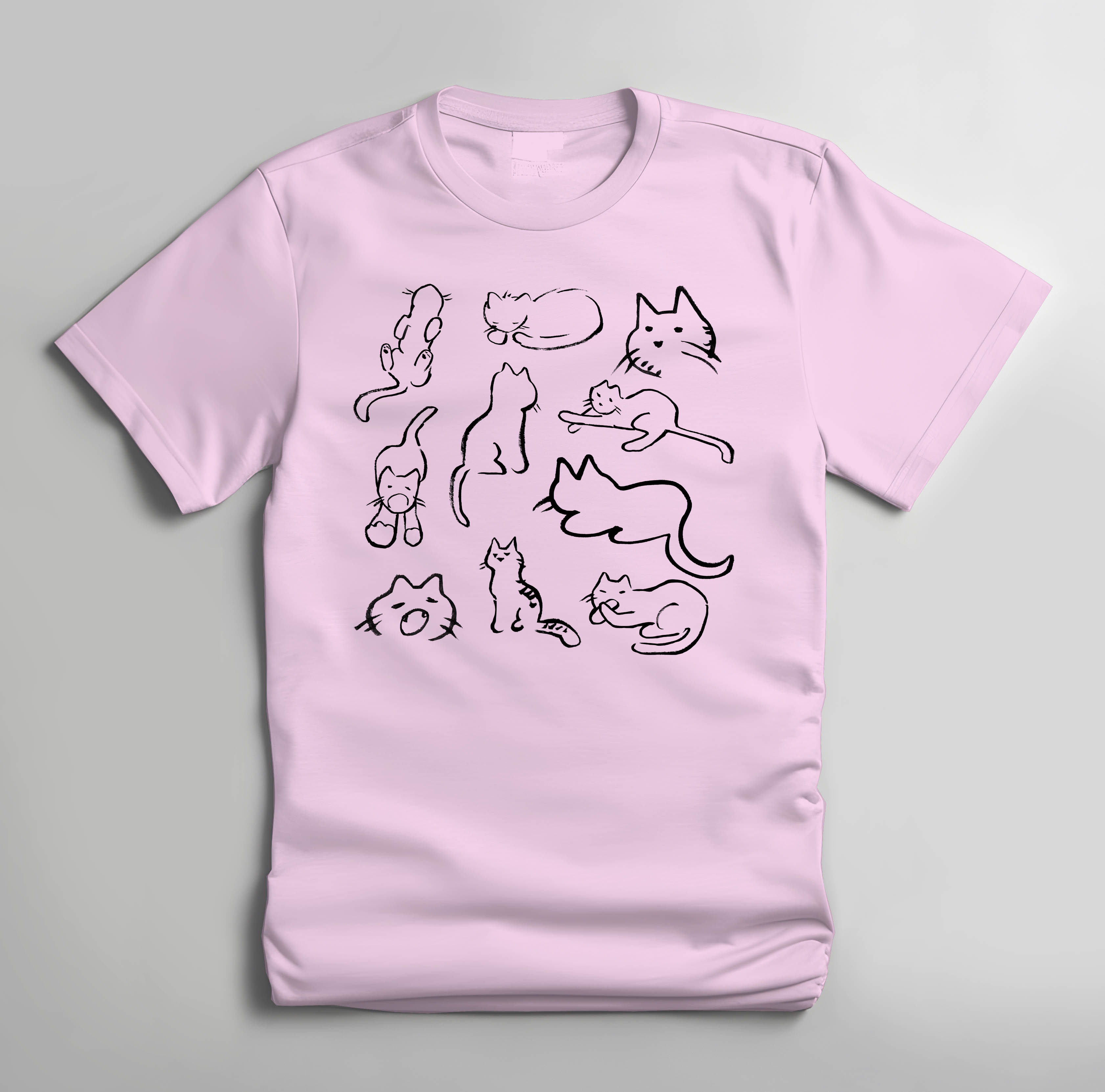 Weird Cats T-shirt - Light Pink