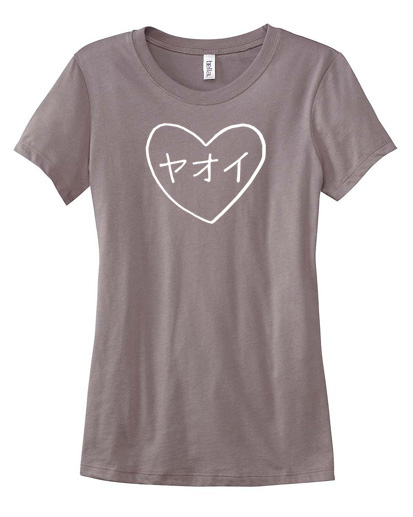 Yaoi Heart Katakana Ladies T-shirt - Brown