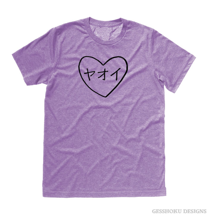 Yaoi Heart Katakana T-shirt - Heather Purple