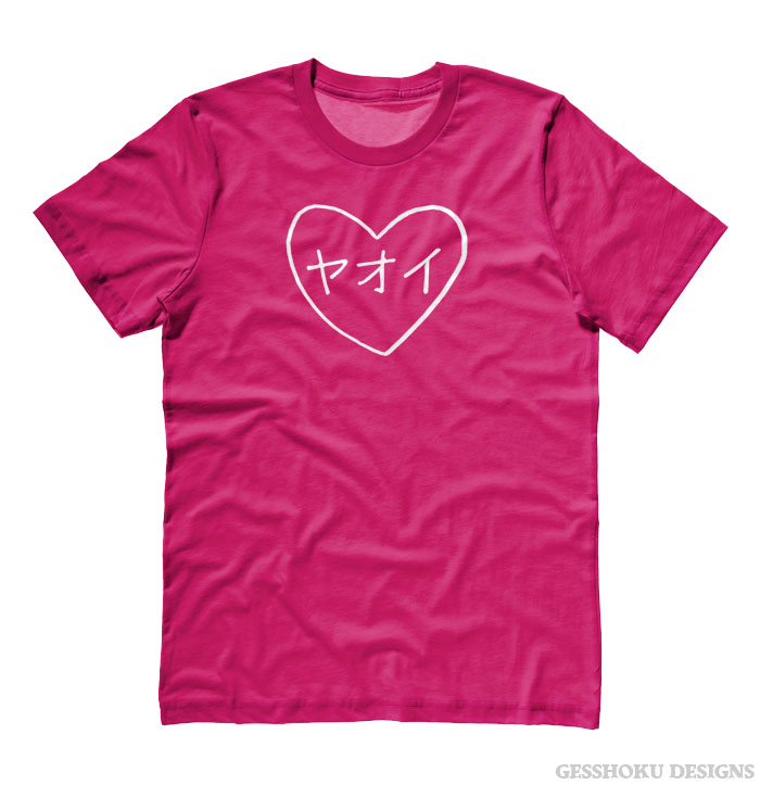 Yaoi Heart Katakana T-shirt - Hot Pink