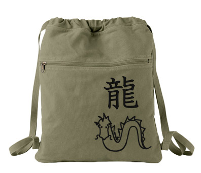 Year of the Dragon Cinch Backpack - Khaki Green