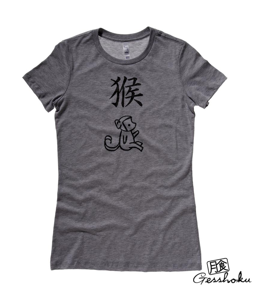 Year of the Monkey Chinese Zodiac Ladies T-shirt - Charcoal Grey