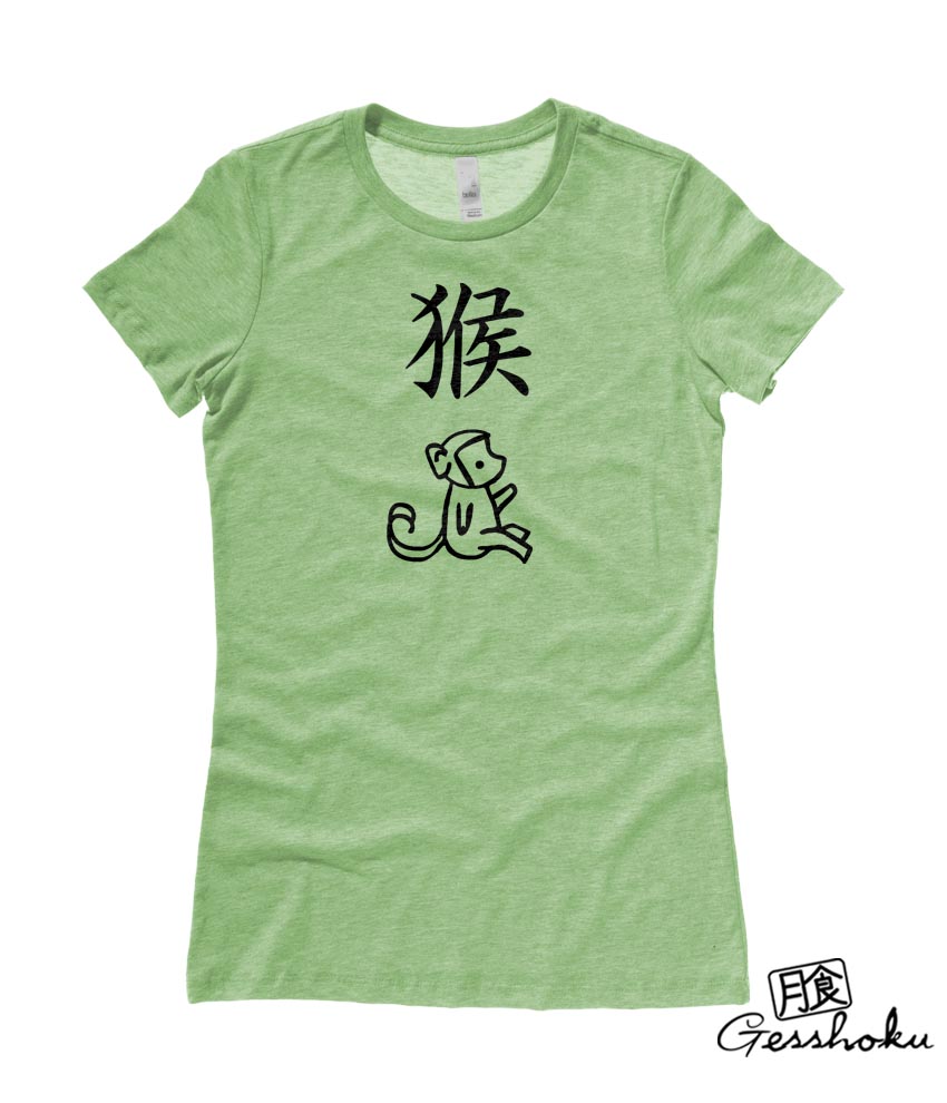 Year of the Monkey Chinese Zodiac Ladies T-shirt - Heather Green