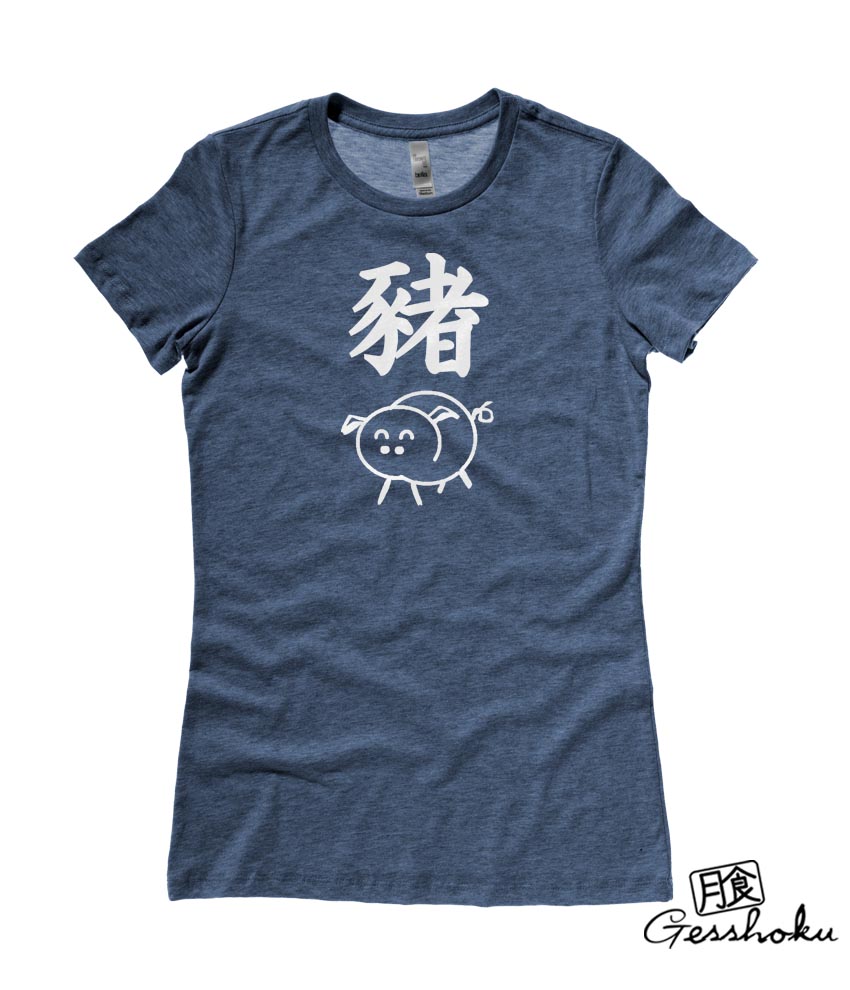 Year of the Pig Chinese Zodiac Ladies T-shirt - Heather Navy