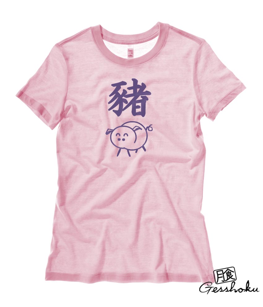 Year of the Pig Chinese Zodiac Ladies T-shirt - Light Pink