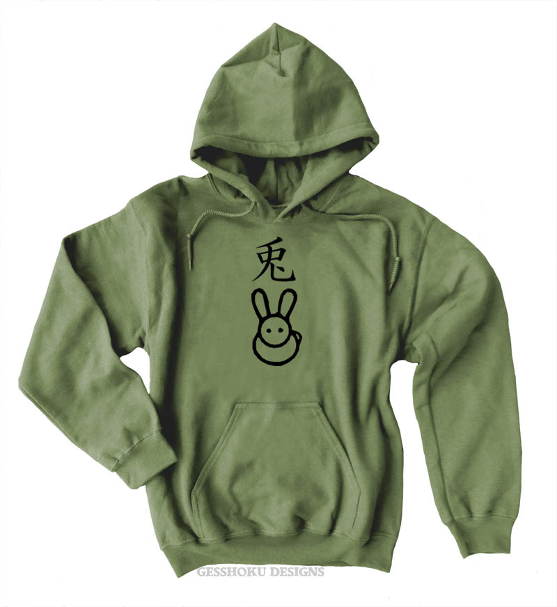 Year of the Rabbit Pullover Hoodie - Olive Green