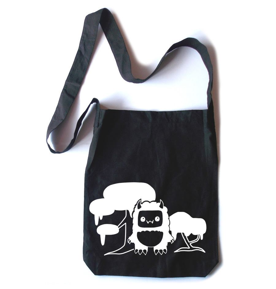 Tricky Yeti's Magical Forest Crossbody Tote Bag - Black