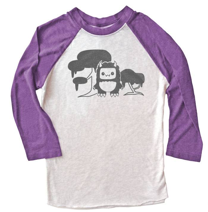 Tricky Yeti's Magical Forest Raglan T-shirt - Purple/White