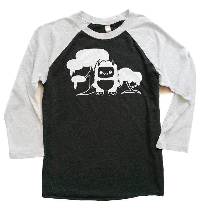 Tricky Yeti's Magical Forest Raglan T-shirt - White/Black