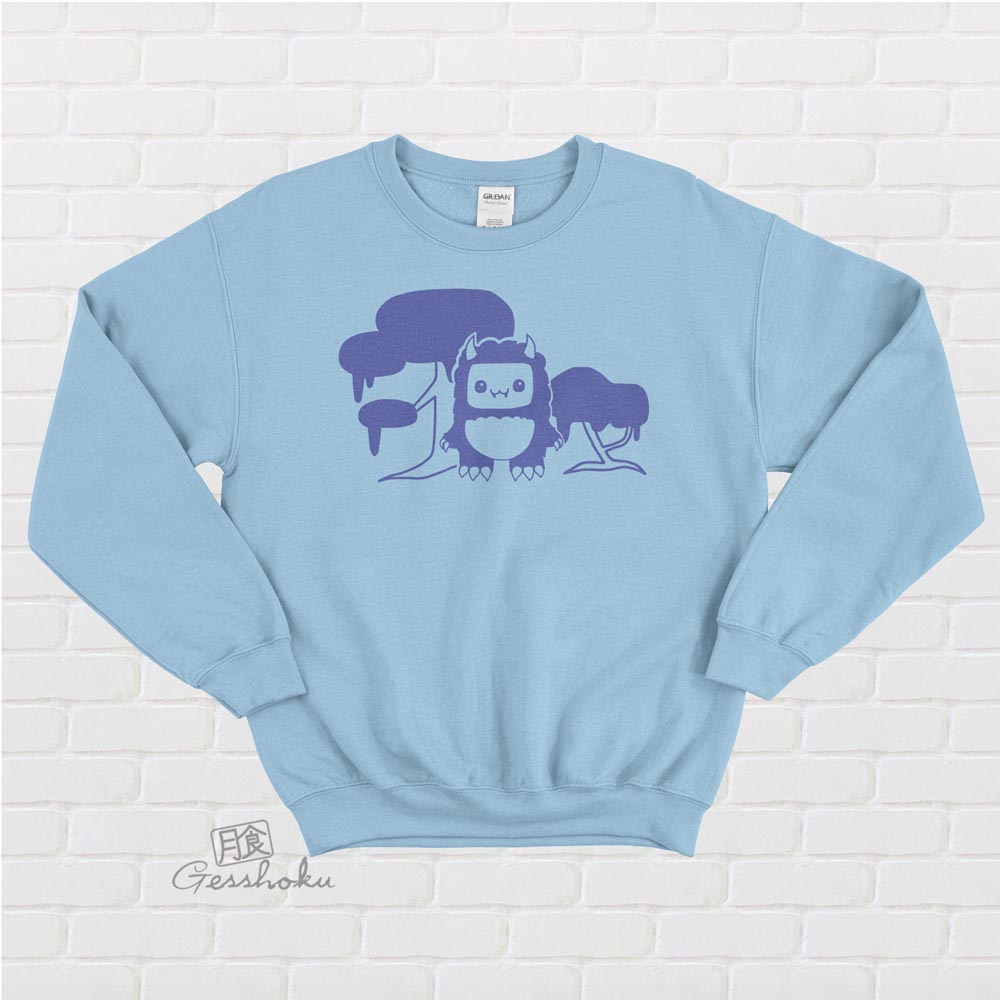 Tricky Yeti's Magical Forest Crewneck Sweatshirt - Light Blue