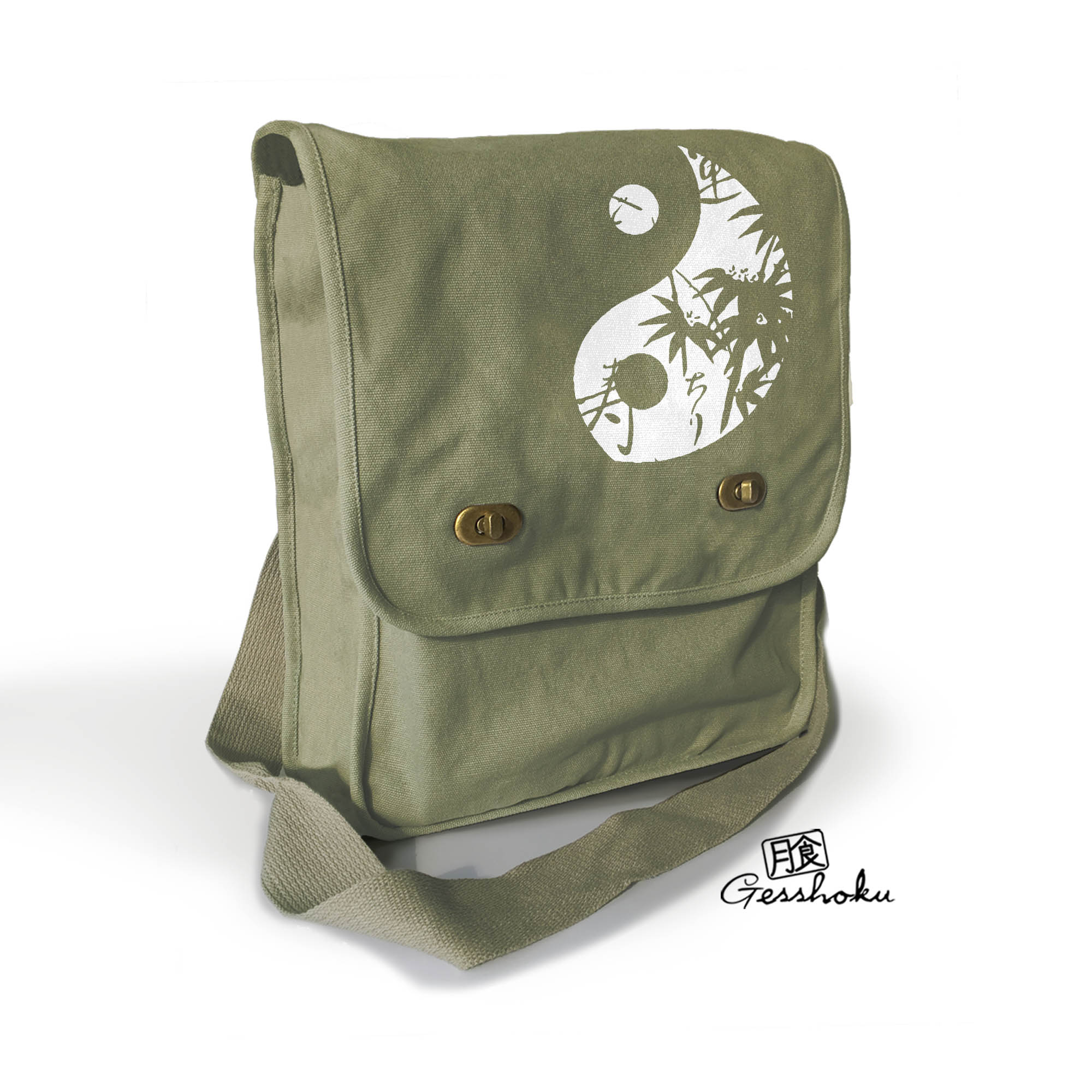 Asian Pattern Yin Yang Field Bag - Khaki Green