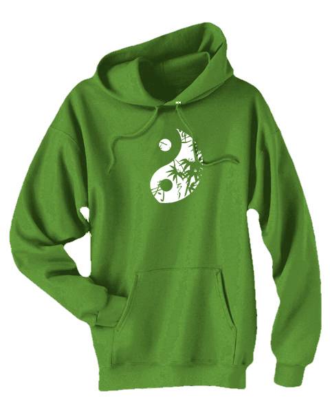 Asian Pattern Yin Yang Pullover Hoodie - Lime Green