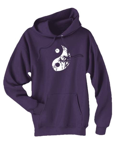 Asian Pattern Yin Yang Pullover Hoodie - Purple