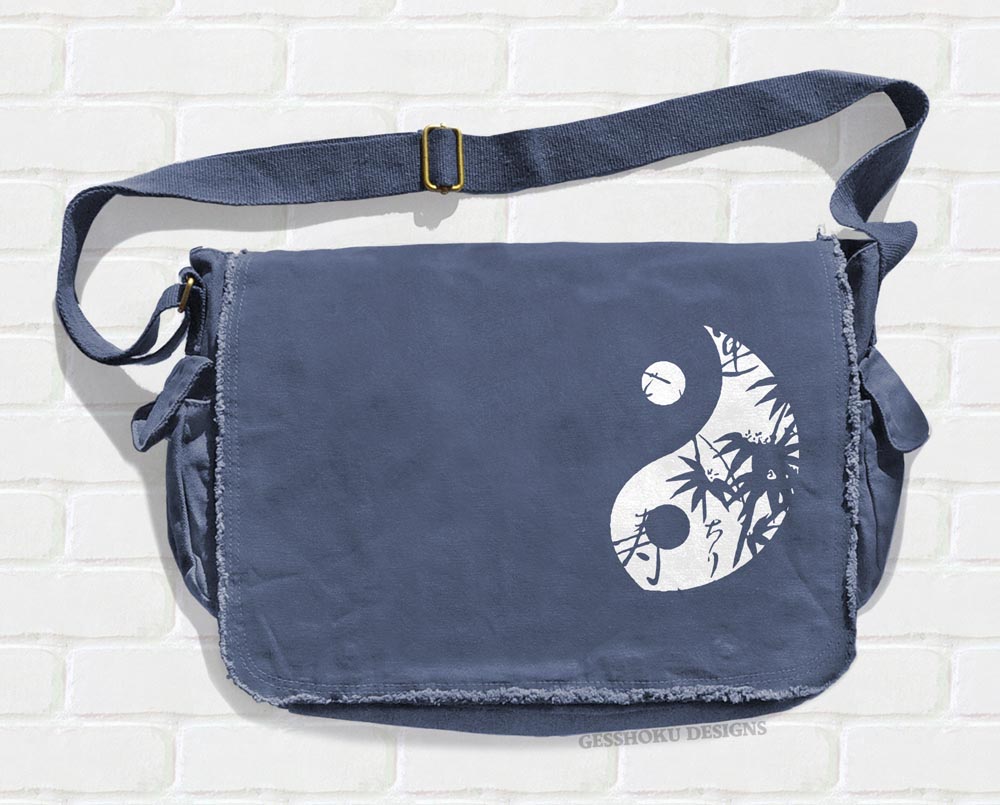 Asian Yin Yang Messenger Bag - Denim Blue