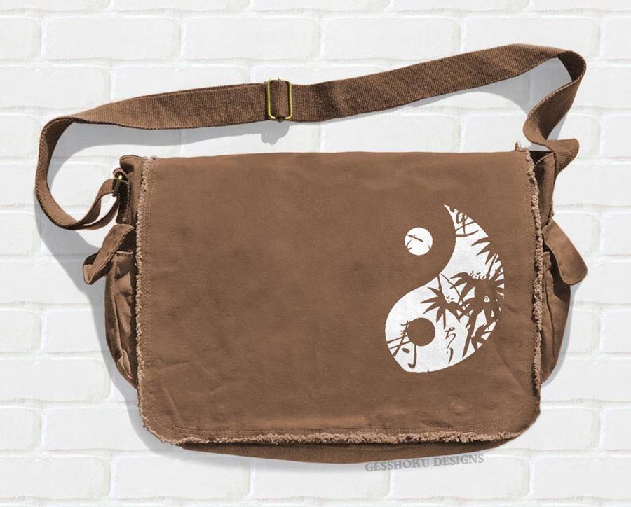 Asian Yin Yang Messenger Bag - Brown
