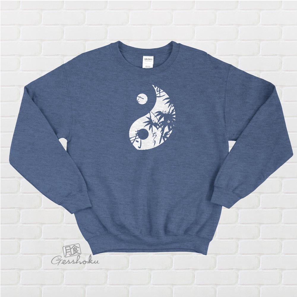 Asian Pattern Yin Yang Crewneck Sweatshirt - Heather Blue