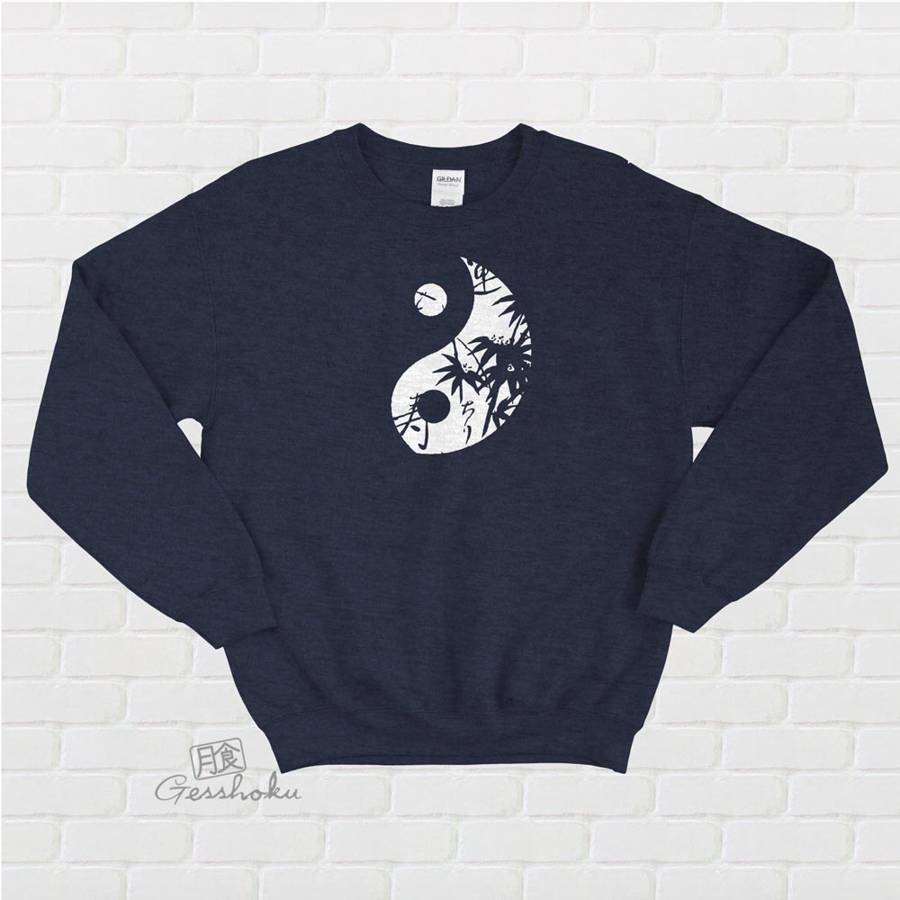 Asian Pattern Yin Yang Crewneck Sweatshirt - Heather Navy